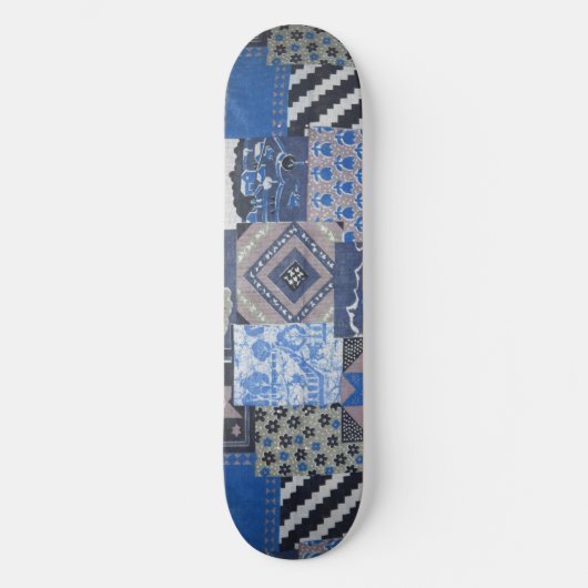 Blue Patchwork Skateboard Deck (Vorderseite)