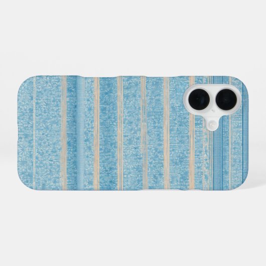 Blue Patchwork Stripe Phone Case iPhone 16 Hülle (Rückseite (Horizontal))