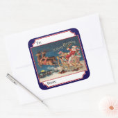 Blue Patriotic American Santa Christmas Gift Label Quadratischer Aufkleber (Umschlag)