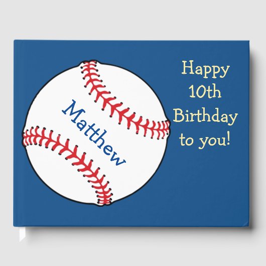 Blue Patriotic Baseball Birthday Sports Guest Book Gästebuch (Vorderseite)
