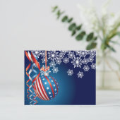 Blue Patriotic Christmas Feiertagspostkarte (Stehend Vorderseite)