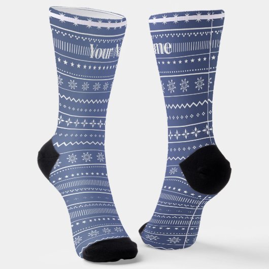 Blue patten | Custom Name Socken (Gewinkelt)
