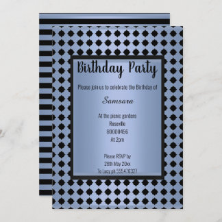 BLUE PATTER BLACK HEXAGON STRIPE JEDEN ANLASS EINLADUNG