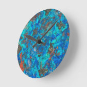 Blue patterised Shattuckite Runde Wanduhr (Winkel)