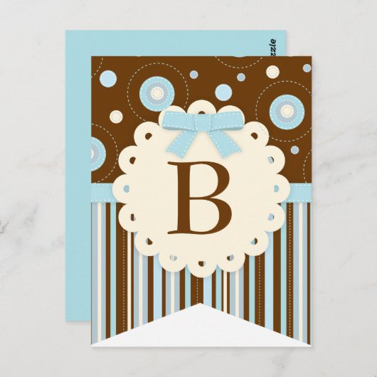 Blue Pattern Baby Boy Party Flag Bunting Banner Postkarte (Vorne/Hinten)