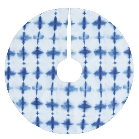 Blue Pattern Shibori Gefärbte Krawatte Print Polyester Weihnachtsbaumdecke (Vorderseite)