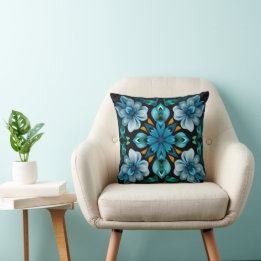 Blue Pattern Throw Pillow Kissen