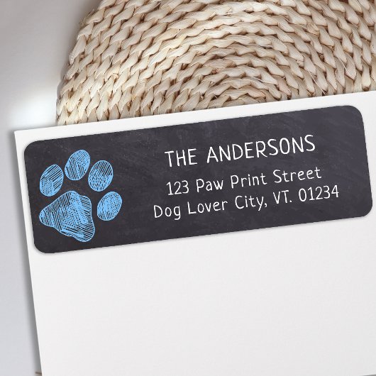Blue Paw-Druckadresse im Chalkboard