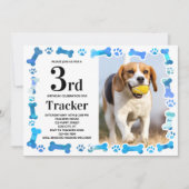 Blue Paw druckt Custom Dog Birthday Party Foto Einladung (Vorderseite)