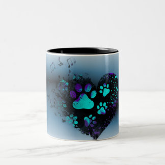 Blue Paw Heart Tasse