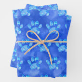 Blue Paw Print Custom Watercolor Geschenkpapier Set (Beispiel)