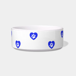Blue Paw Print Heart Pet Bowl Napf