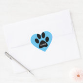 Blue Paw Print Heft Aufkleber mit Name (Umschlag)