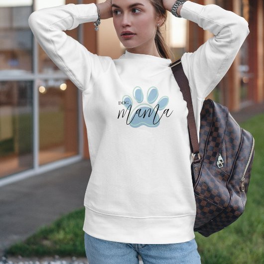 Blue Paw Print Hund Mama Crewneck Sweatshirt