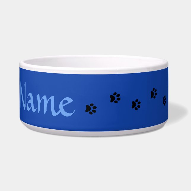 Blue Paw Print Personalisiert Pet Bowl Napf (Rechts)