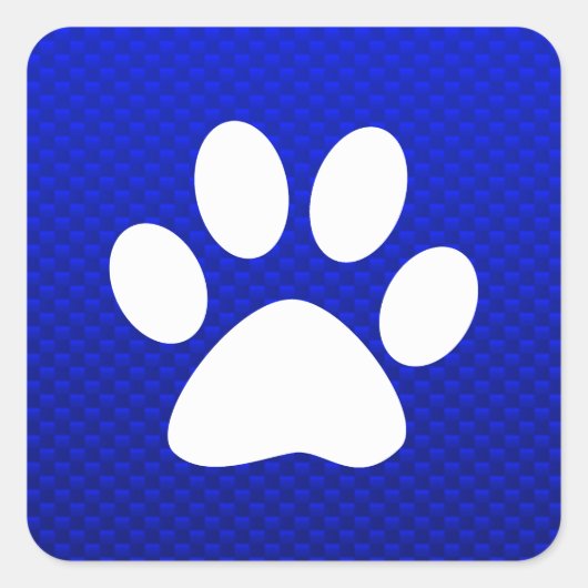 Blue Paw Print Quadratischer Aufkleber (Vorderseite)