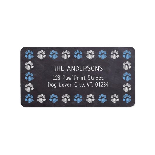 Blue Paw Print Rücksendeadressen-Aufkleber auf der Adressaufkleber (Vorne)