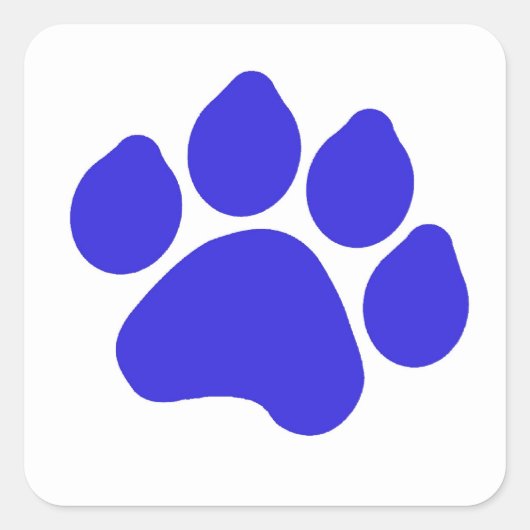 Blue Paw Print Square Sticker (Vorderseite)