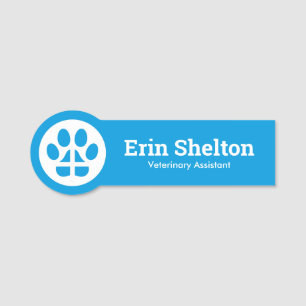 Blue Paw Print Veterinary Assistant Namensschild