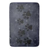 Blue Paw Stars Moon Watercolor Badematte (Vorderseite Vertikal)
