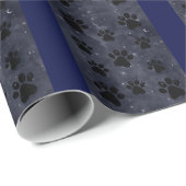 Blue Paw Stars Moon Watercolor Geschenkpapier (Rolleneckpunkt)