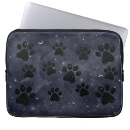 Blue Paw Stars Moon Watercolor Laptopschutzhülle