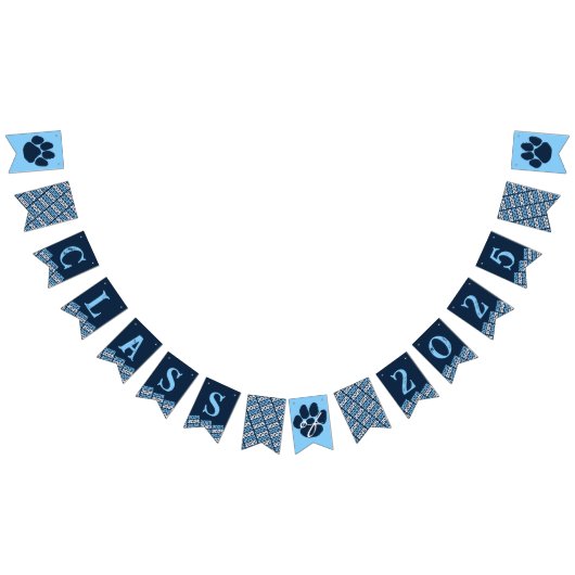 Blue Pawprint Abschluss Hangbanner Wimpelkette (Alle)