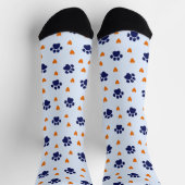 Blue Pawprint Orange Heart Hund Liebe Socken (Oben)