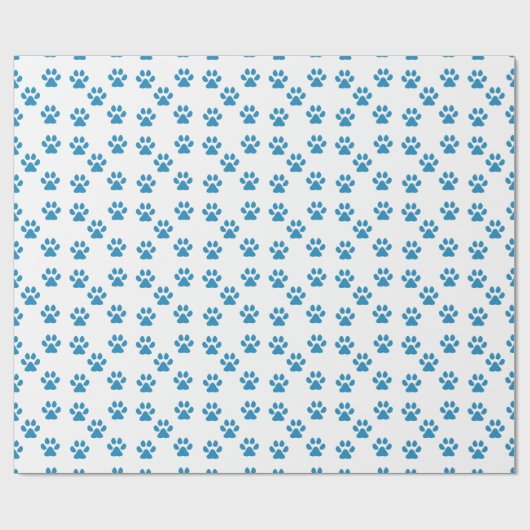 Blue Pawprints Geschenkpapier (Flach)
