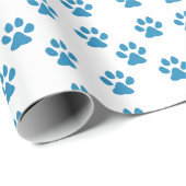 Blue Pawprints Geschenkpapier (Rolleneckpunkt)