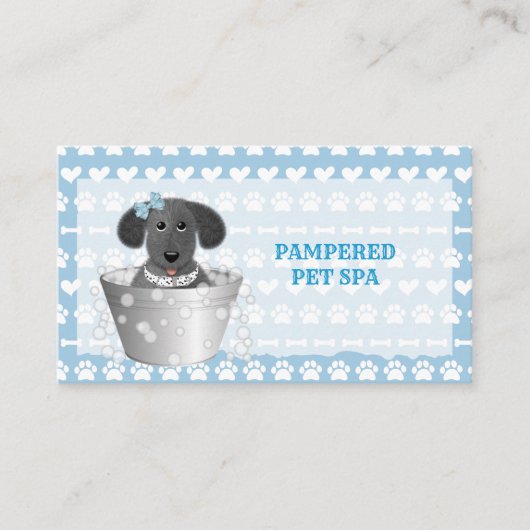 Blue Paws Bones Pet Groomer Business Card Visitenkarte (Vorderseite)