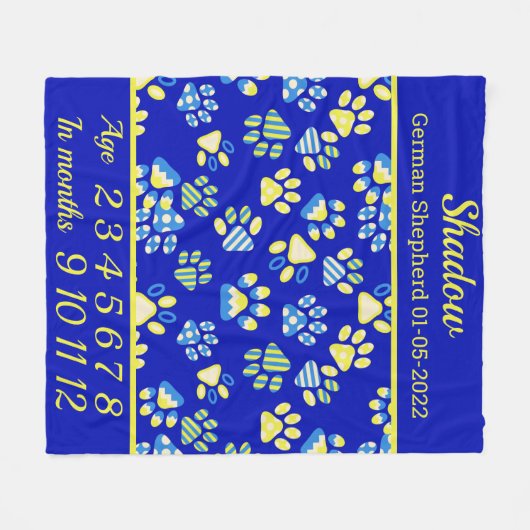 Blue Paws Pet Milestone Blanket Fleecedecke (Vorderseite (Horizontal))