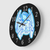 Blue Peace Angel Round Clock Große Wanduhr (Winkel)
