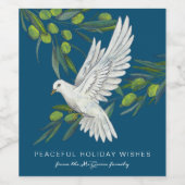 Blue Peace Dove and Olive Branches Custom Weinetikett (Einzelnes Label)