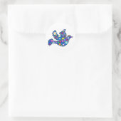 Blue Peace Dove aus dekorativen Blume Runder Aufkleber (Tasche)