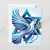 Blue Peace Dove und Star von David Postkarte (Vorne/Hinten)