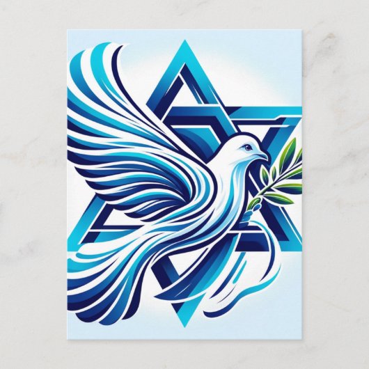 Blue Peace Dove und Star von David Postkarte (Vorderseite)
