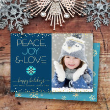 Blue Peace Joy Liebe Foto Snowflake Real Gold