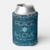 Blue Peace Joy Liebe Holiday Bold Modern Snowflake Dosenkühler (Kanne Vorderseite)