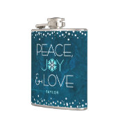 Blue Peace Joy Liebe Holiday Snowflake Bold Modern Flachmann (Links)