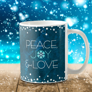 Blue Peace Joy Liebe Snowflake Holiday Modern Bold Kaffeetasse