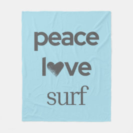 Blue Peace Love Beach - Coastal Surfer Life Cozy Fleecedecke