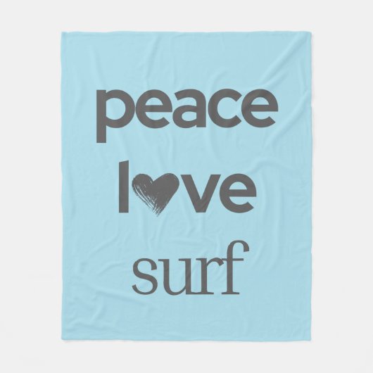 Blue Peace Love Beach - Coastal Surfer Life Cozy Fleecedecke (Vorderseite)