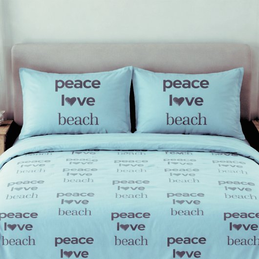 Blue Peace Love Beach Reversible Coastal Set of 2 Kissenbezug