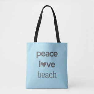 Blue Peace Love Strand Leben   Grafik Motivierend Tasche