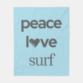 Blue Peace Love Surf Life | Coastal Surfer Graphic Fleecedecke (Vorderseite)