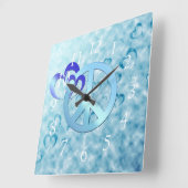 Blue Peace Quadratische Wanduhr (Winkel)
