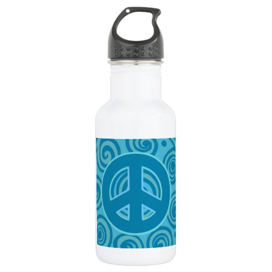 Blue Peace Sign Design Edelstahlflasche (Vorderseite)