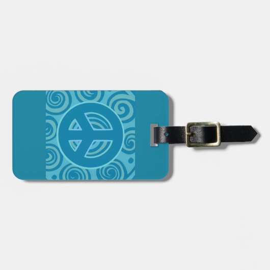 Blue Peace Sign Design Gepäckanhänger (Vorderseite horizontal)
