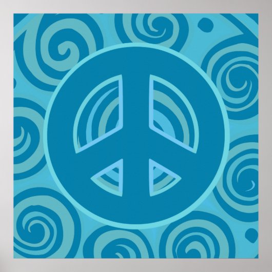 Blue Peace Sign Design Poster (Vorne)
